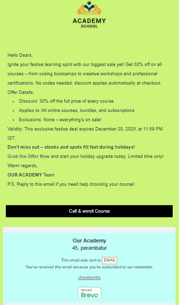 Discount Email Marketing Campaign Design using Brevo