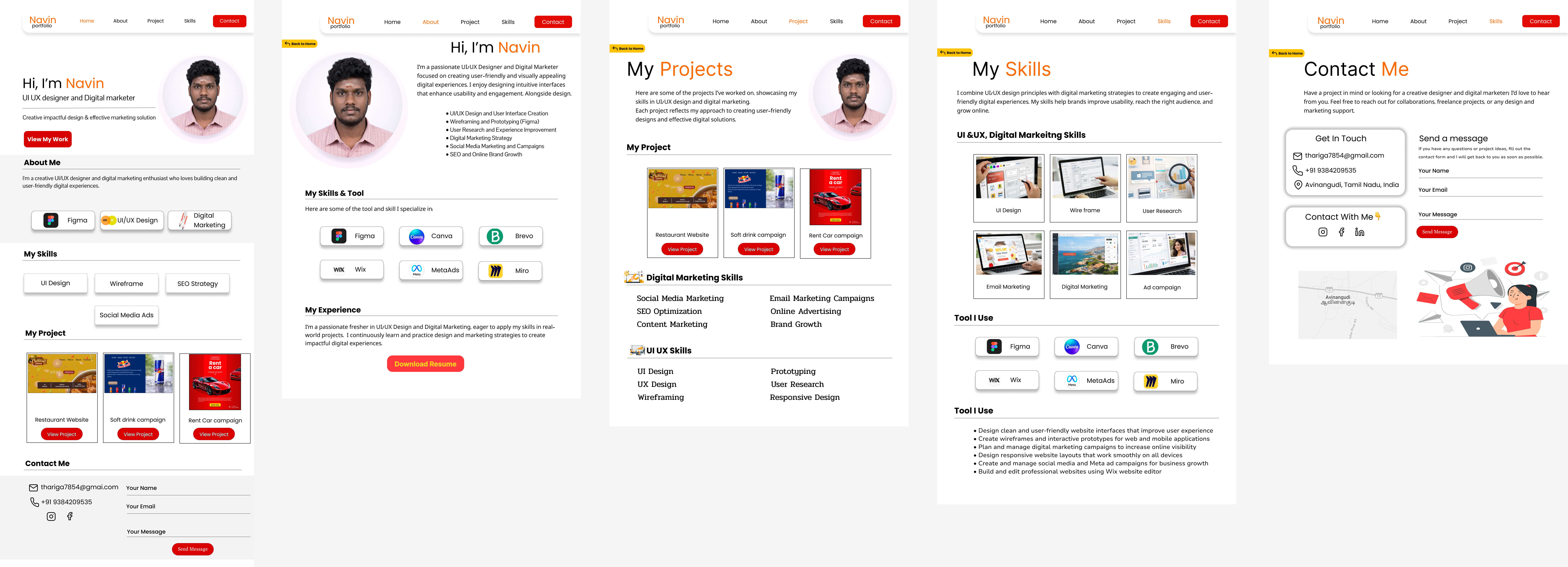 Personal Portfolio Figma UI Design - UI/UX Designer Digital Marketer